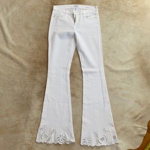 Frame White Jeans with embroidery
